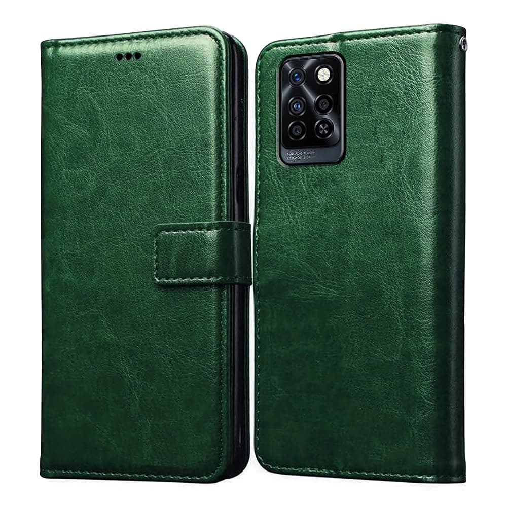 Amazon Brand-Solimo Flip Leather Mobile Cover (Soft & Flexible Back case) for Infinix Note 10 Pro 4G (Green)