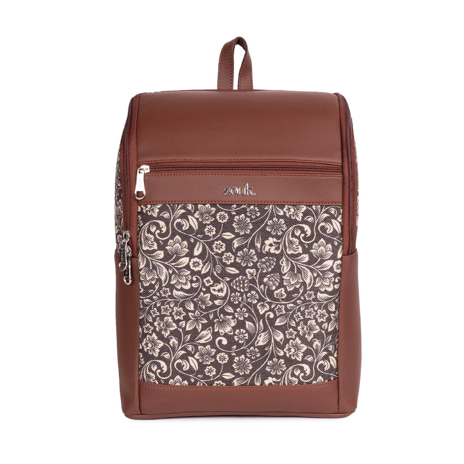 ZOUK Amalia Unisex Vegan Leather Laptop Backpack (Large) | Stylish Office & Travel Backpack for Men & Women | Fits 15-inch Laptop |