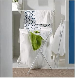 Ikea Ethylene Vinyl Acetate Light Weight And Folds Up Laundry Bag With Stand White 70 L