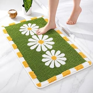 Roseate Blossom Super Soft Anti-Skid (40x60 cm) Super Absorbent Mats Microfiber 2000 GSM Mat for Bathroom/Kitchen/Door Mats for Home/Floor Mat (Green) Pack of 1