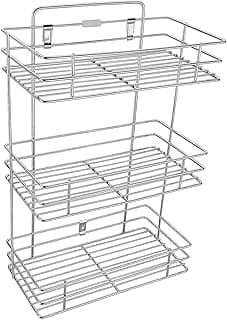 CR18 COLLECTION 3 Tier Stainless Steel Kitchen Rack Basket Stand Storage Organizer Wall-Mounted Shelf for Spice Boxes Utensils Large