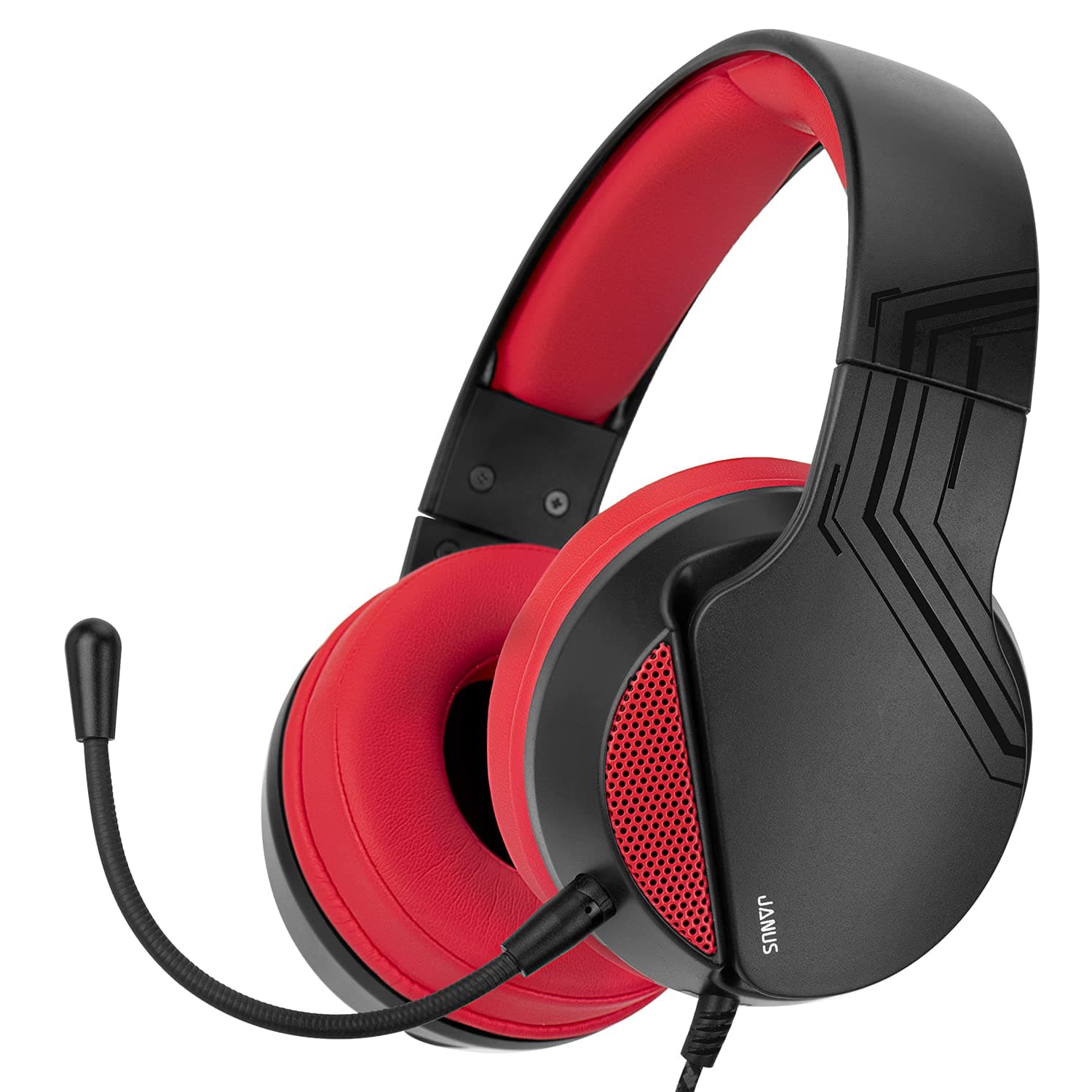 NITHO Janus Gaming Headset with Microphone, Over-Ear Stereo Headphones for Xbox Series X|S, Xbox One, PS5, PS4, Switch, PC, Mobile, 3.5 mm Audio Jack, 40 mm Drivers - Red