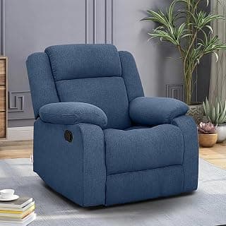 Duroflex Avalon - Single Seater Premium Fabric Recliner Sofa | 3 Recline Modes | Soft Cushioning | 3 Years Warranty | Durable Wooden Frame | Superior Back Support - Twilight Blue