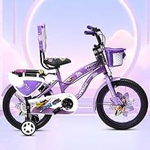 VESCO Super Girl 16T Cycle for Kids Girls with Balance Wheel & Back Carrier | Rigid Fork | Frame 11 Inch | Ideal for 4 to 6 Years Girls Kids Bike (Purple)