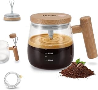 AGARO Self-Stirring Coffee Mug 400ml – Electric Automatic Mixing Cup with Lid, Borosilicate, Rechargeable Operated Blender for Coffee-Milk-Protein Shakes, Portable Mug for Home, Office & Travel