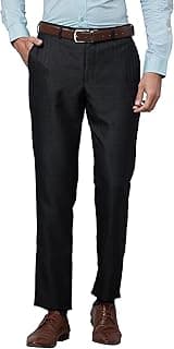 Park Avenue Men Smart Fit Structure Pattern Poly Viscose Blend Flat Front Formal Trouser