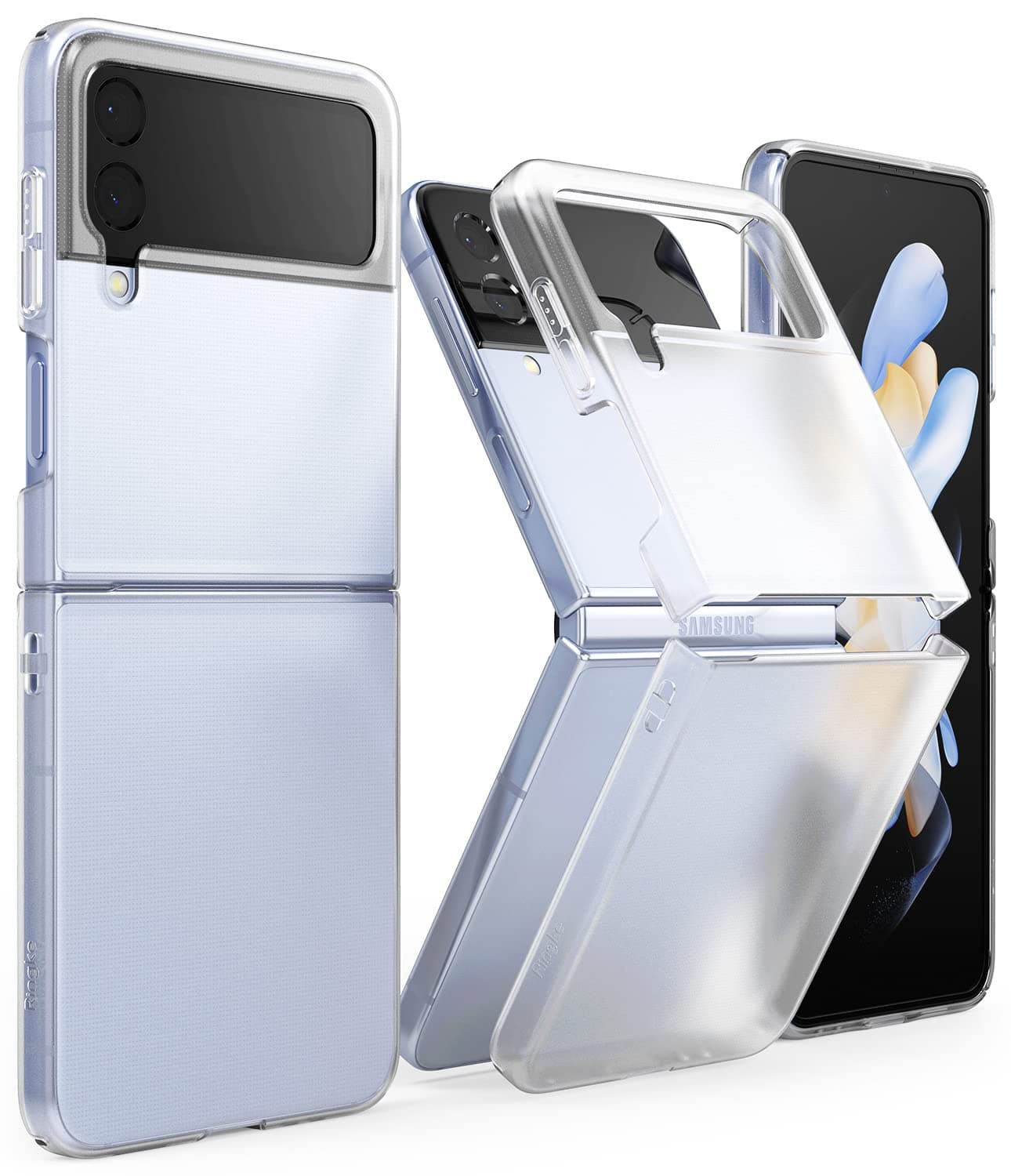 Ringke Polycarbonate Slim Case Compatible with Samsung Galaxy Z Flip 4, Premium Thin Translucent Hard Pc with Non-Slip Grip Protective Phone Cover For Z Flip4 5G (2022) - Matte Clear