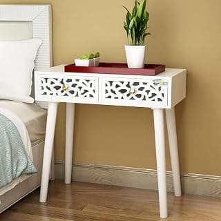 Console Table with 2 Drawers, Black, 76 cm x 30 cm x 76 cm (White)