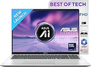 ASUS Vivobook 16, Smartchoice, Intel Core Ultra 5 Series 2, 16GB RAM, 512GB SSD, FHD+ 16", Windows 11, Office Home 2024, Silver, 1.88kg, X1607CA-MB142WS, Intel iGPU, M365 Basic (1Year)* Laptop