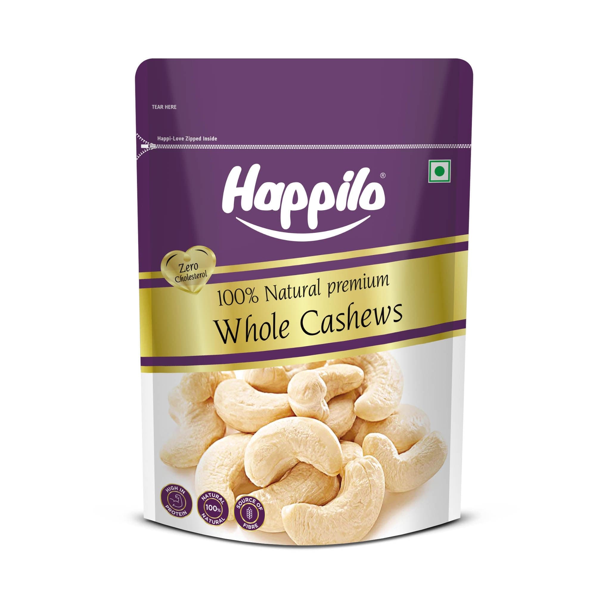 Happilo Premium Natural Whole Cashews 500g Value Pack | Dry Fruits, Kaju, Healthy Snacks | Unsalted Cashew Nuts | Crunchy, Nutritious & Delicious Nuts | Rich in Protein, Magnesium & Phosphorus