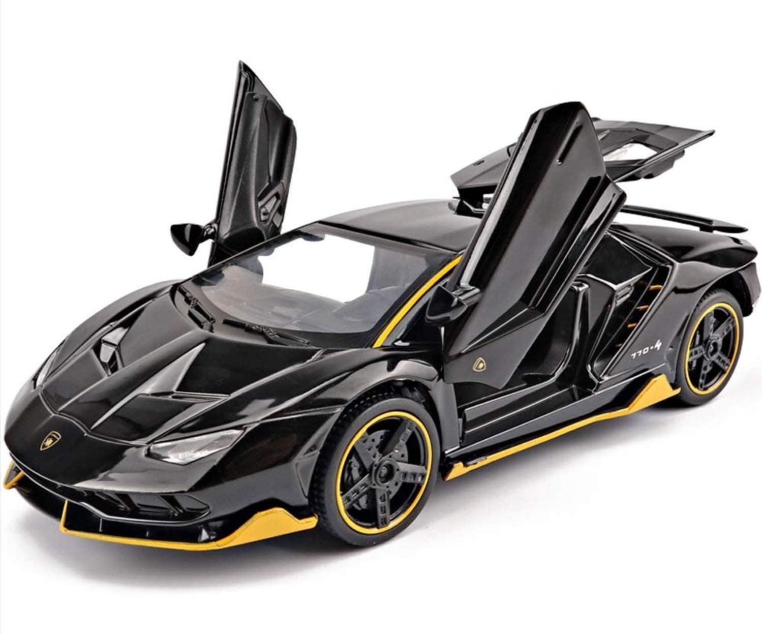 Magicwand® 1:32 Scale Die-Cast Metal Centenario LP 770-4 Car with Openable Doors and Pull Back Action【Pack of 1】【Black】
