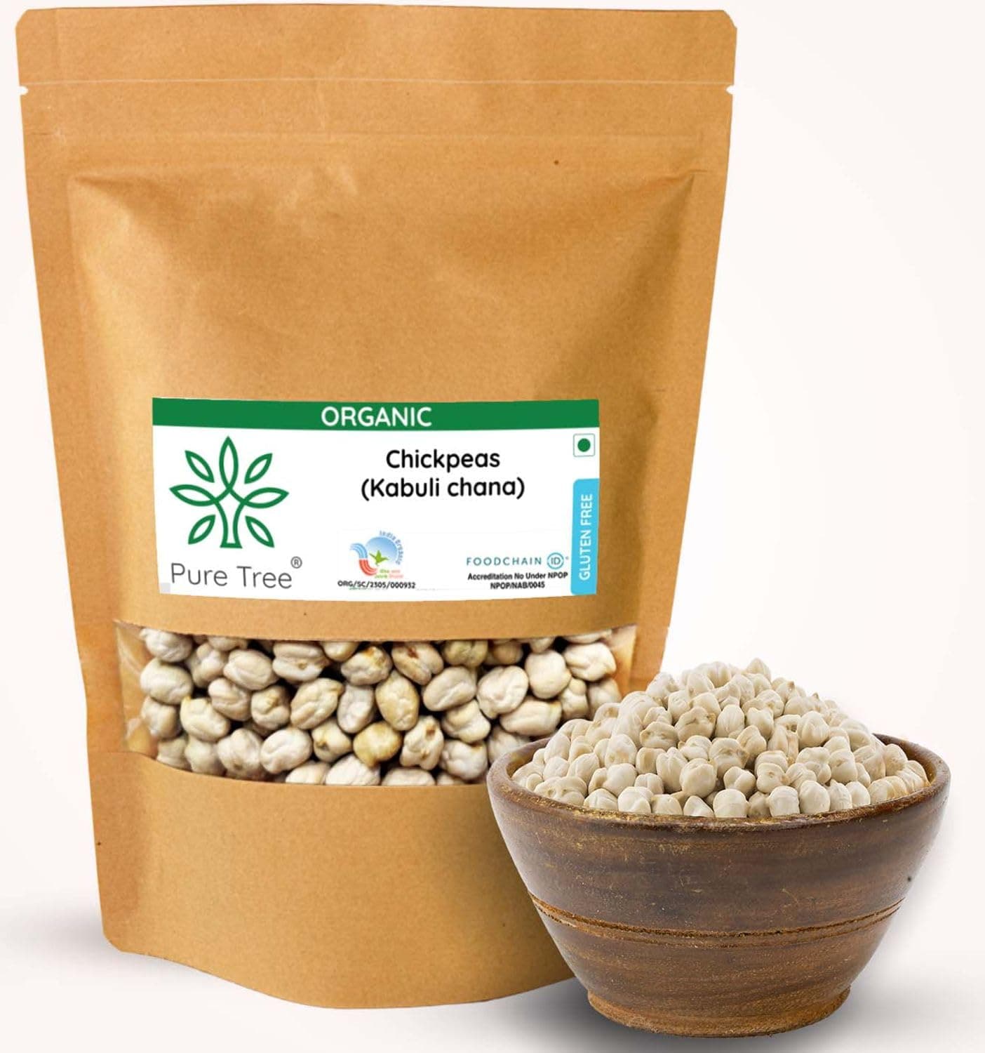 Pure Tree Certified Organic Kabuli Chana | 850 g | Chole Chana | Dollar Chickpeas | Safed Chana High In Fiber & Protein Safed Chole | White Chole Vatana