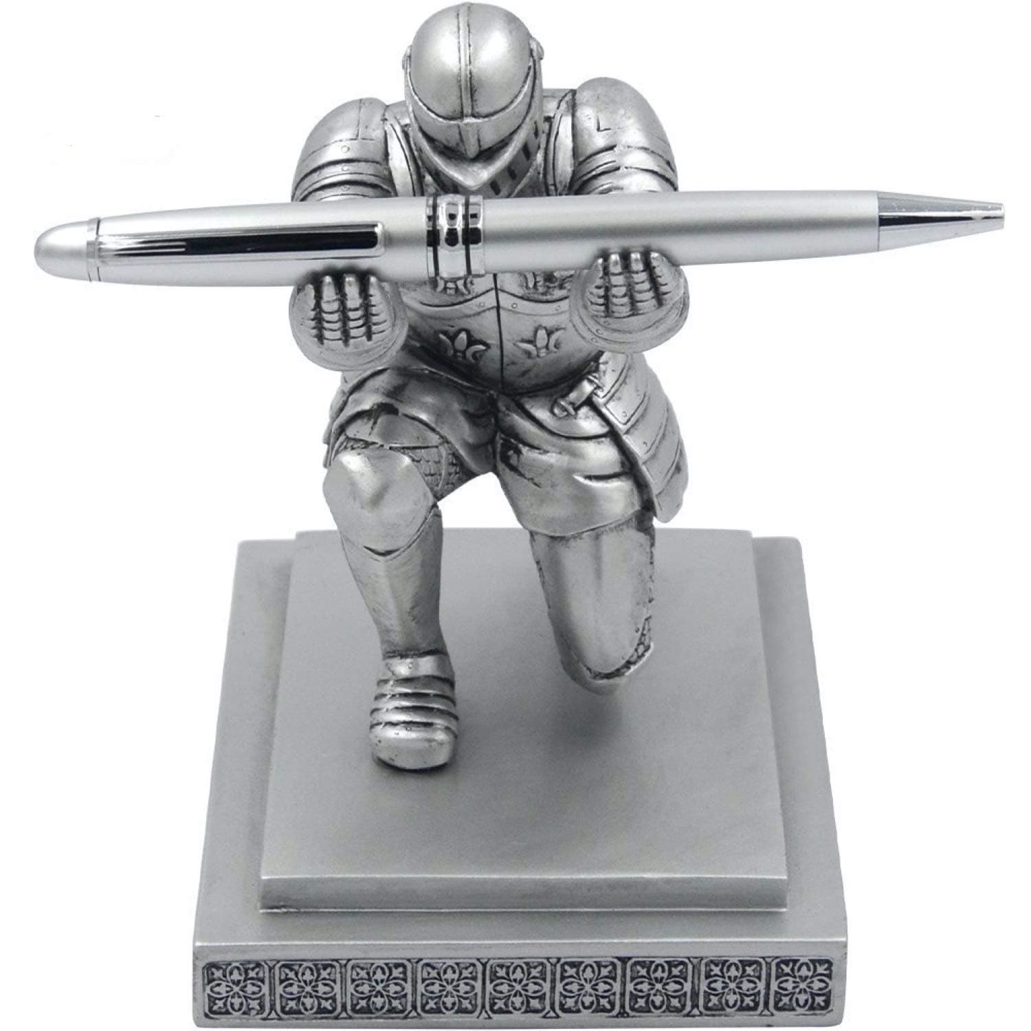 24x7 eMall Unique Executive Knight Pen Holder / Stand (Crusade Silver)