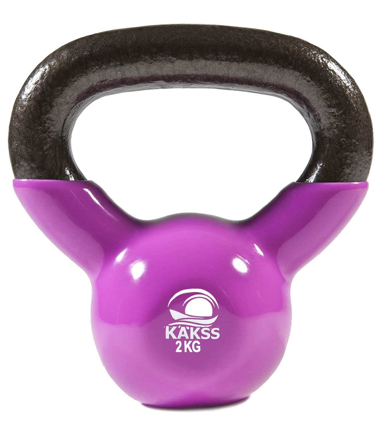 KAKSS Half Coating Vinyl Kettlebell, 2kg Purple Cast Iron Kettle Bell with Non-Slip Grip Handle for Strength Training, Home Gym Workout Equipment for Men & Women (Proudly Made in India)