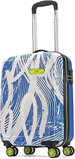 Skybags Stroke Cabin (Small Size) Printed Hard Case Trolley Bag, 55 cm, Lightweight Luggage with 8 Wheels, Combination Lock, Travel-Friendly, for Men & Women, 5-Yr International Warranty, Blue-White