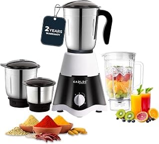 Cadlec GrindGenie 4 Jar 750 Watt Mixer Grinder | Intelligent High-Power Motor | Juicer, Blender & Mixer | Advanced Safety Features | Multi-Function for Juicing & Blending | 2-Year Warranty