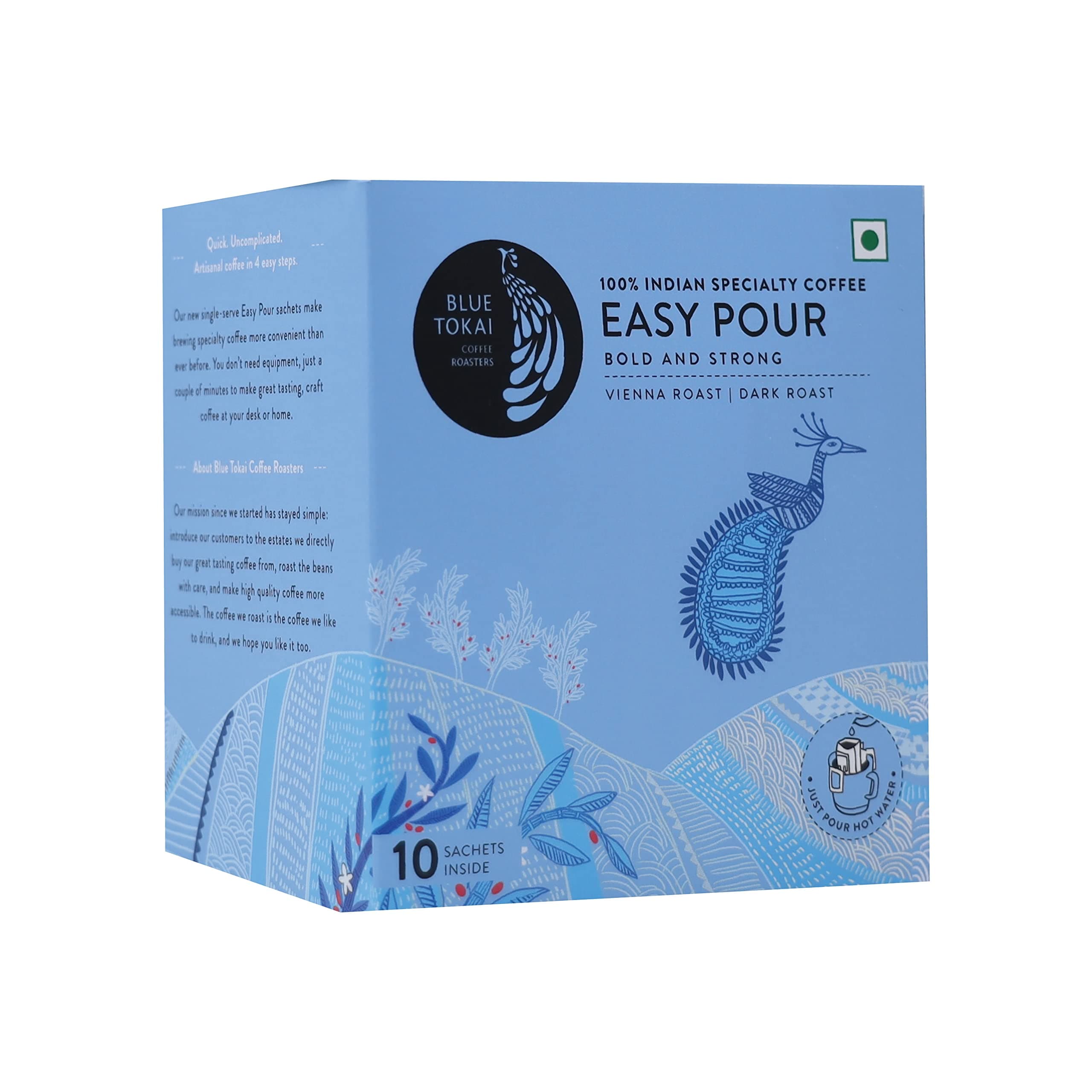 Blue Tokai Coffee Roasters Easy Pour Over Coffee Drip Bags | Vienna Dark Roast | Pack Of 10 Sachets | 100% Arabica Beans | Specialty Coffee | Ready To Brew In 2 Mins | Just Pour In Hot Water