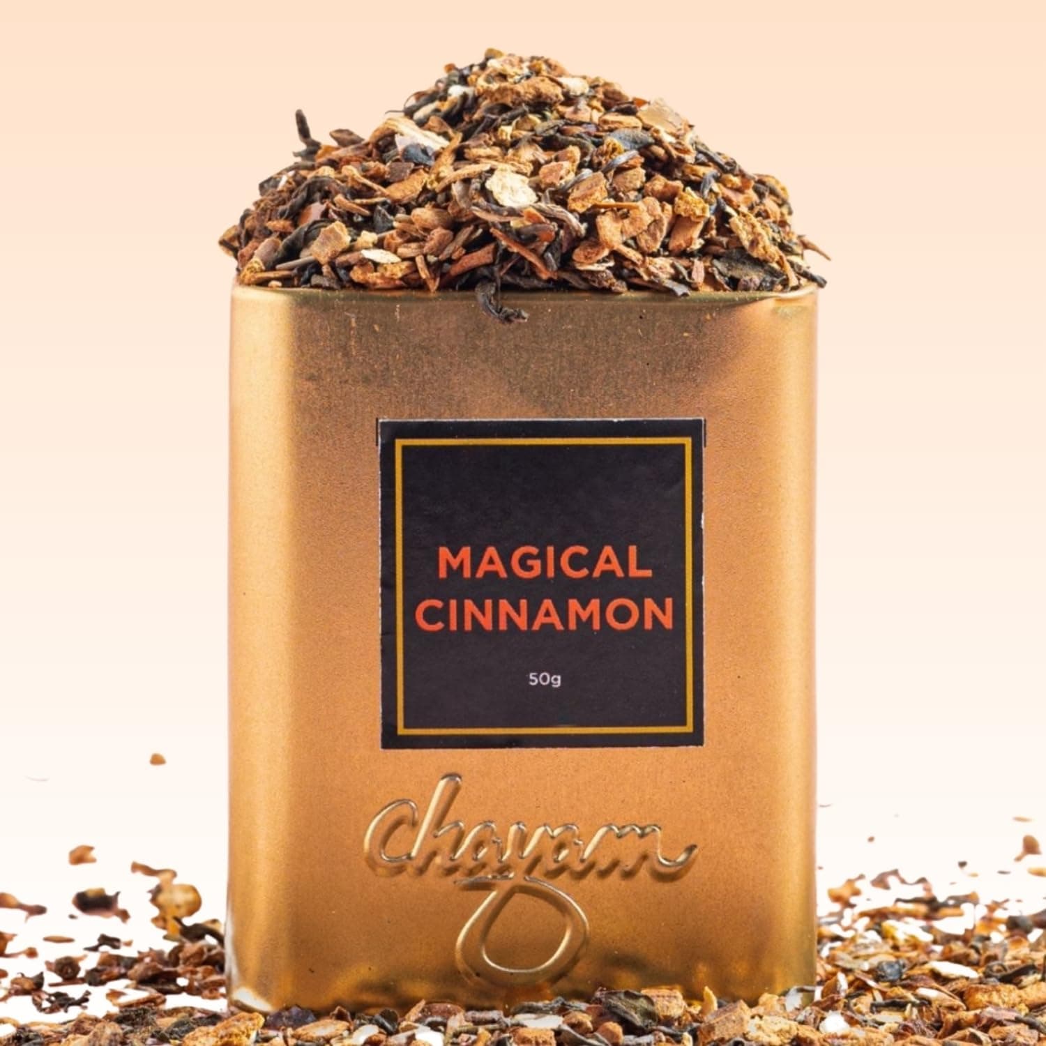 CHAYAM Cinnamon Green Tea | 50g Loose Leaf with Ceylon Cinnamon, Clove & Star Anise | Wellness Tea for Detox, Digestion & Gut Health | Premium Gift Tin