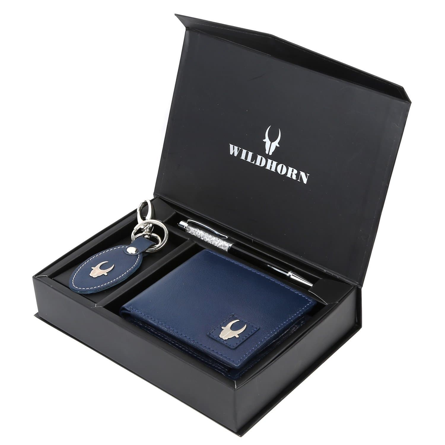 WildHorn Gift Hamper for Men I Leather Wallet, Keychain & Pen Combo Giftset I Gift for Friend, Boyfriend, Husband, Father, Son etc.