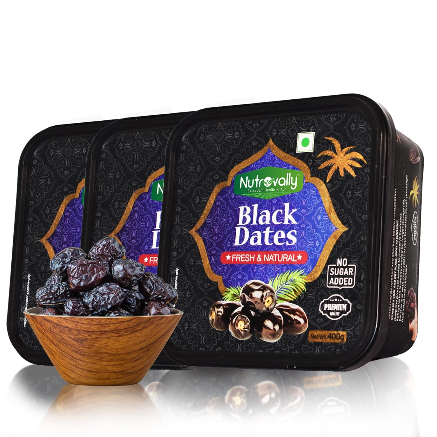 NutroVally Black Dates 1.2kg| Natural & Healthy Snack| Dry dates| No Added Sugar| No Preservatives| Khajoor|khajur| Gluten-Free| Black Date|Orginal Date | Premium dry fruits|Juicy & Delicious Khajoor