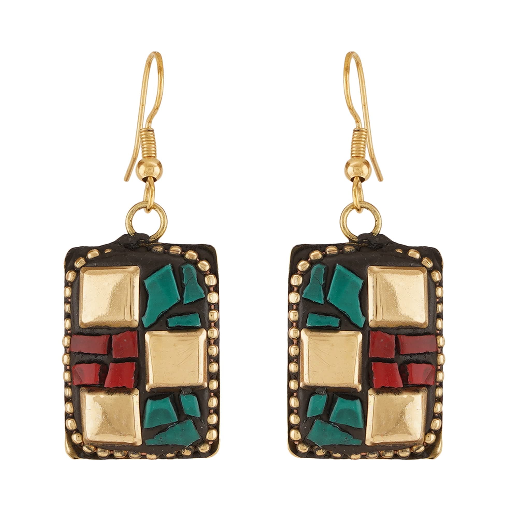 Shreyadzines Non-precious Metal Dangling Handmade Lightweight Hook Tibetan Style Earrings for Women