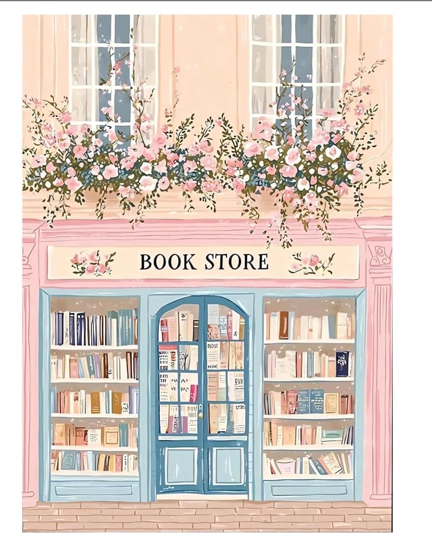 HASTHIP® 5D Diamond Painting Kit for Adults 40×30cm, Pre-Printed Bookstore Scene Diamond Art Kit with Full Drill Rhinestones & Tools, DIY Crystal Art Craft Kit for Home Wall Decor & Gift