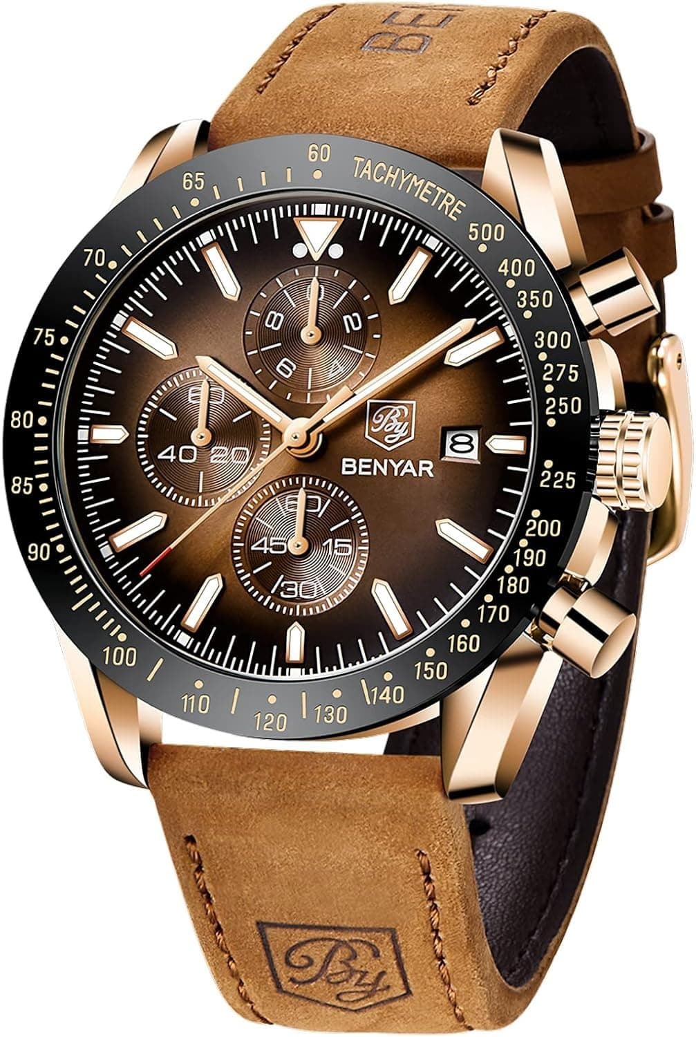 BENYAR Men's Luxury Chronograph Watch – Business, Casual | Quartz Movement with Date Display | Stylish Wristwatch | Gift for Men