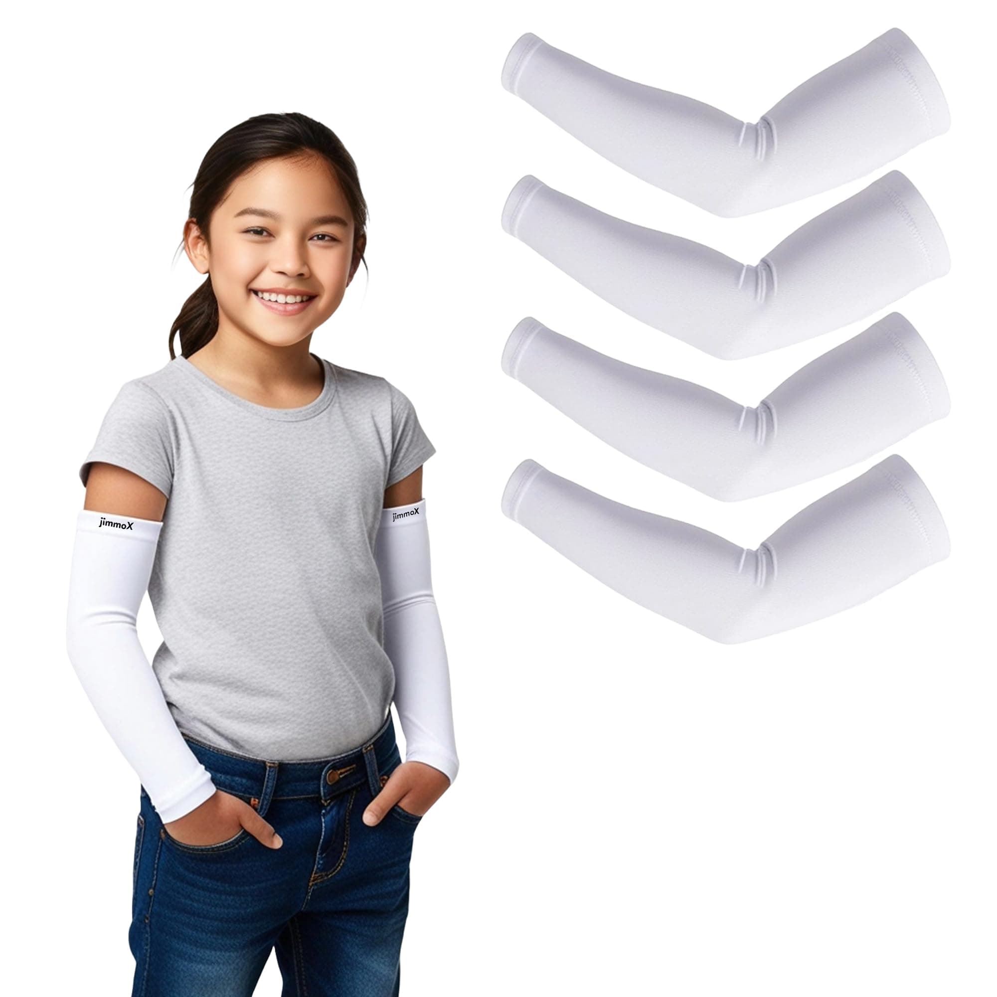 Jimmox Kids Arm Sleeves – Protective Arm Covers for Boys & Girls, Ages 5–13, UV Sun Protection, Perfect for Sports, Cycling, Running, and Outdoor Activities