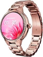CrossBeats Diva 1.28” Stylish Smart Watch for Women with Stone Studded Bezel| Amoled Display | Female Health Tracker | 100+Sports Modes| Premium Metal Smartwatch with Wireless Charging - (Rose Gold)