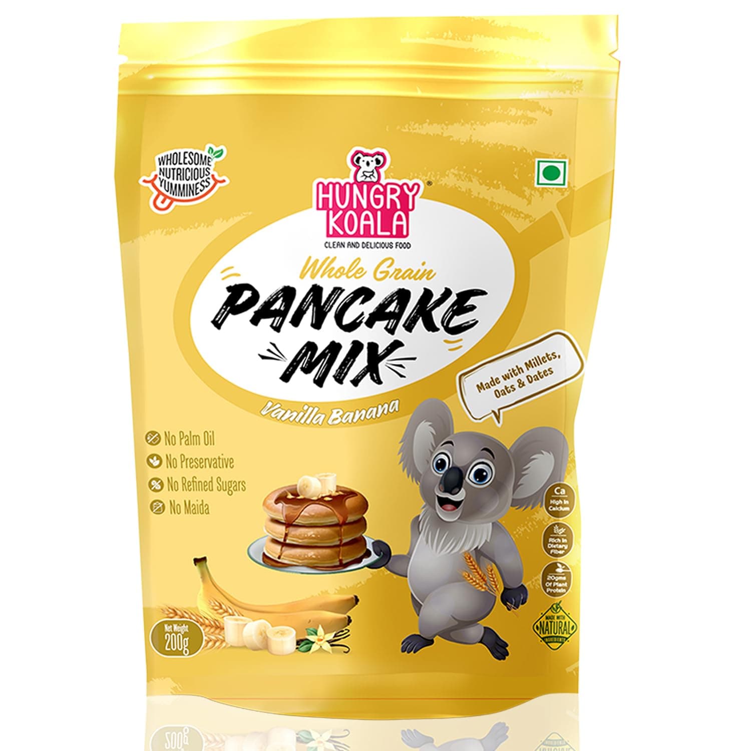 HUNGRY KOALA Pancake Nutritious & Healthy Instant Ready To Eat Mix With No Refined sugar No Maida No preservatives For Kids Pack Of 200 Gram (Vanilla)
