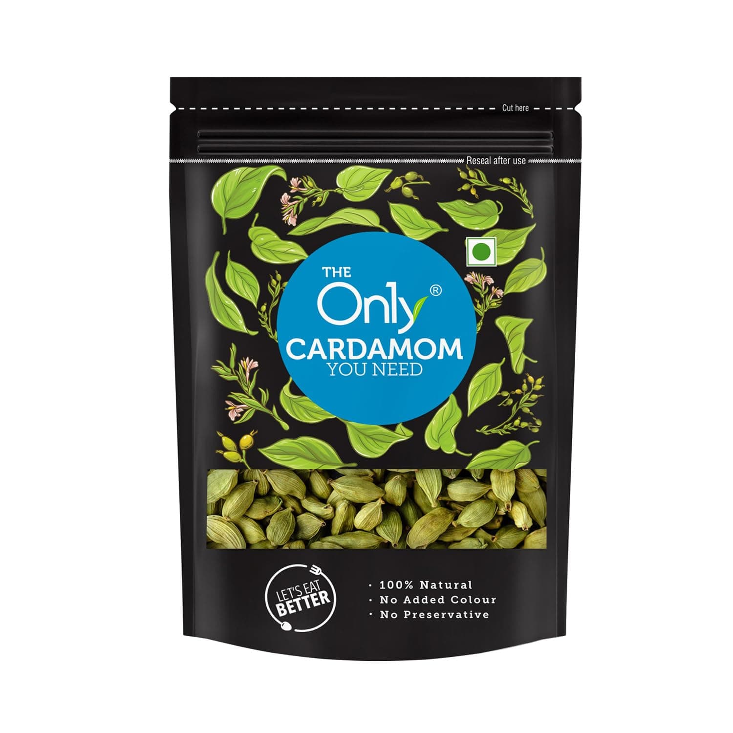 On1y Green Cardamom, 50 gm, Elaichi, Chhoti Elaichi, Bold Size Full Pods, Additive Free, All Natural