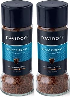 Davidoff Decaf Elegant Instant Coffee (Pack Of 2 - 100g) Each Jar By COUGAR - Velvety & Delightful Flavor, Medium Intensity 6 | Smooth Aroma Coffee for Anytime Enjoyment | Premium 100% Arabica Coffee | Strong Aroma & Smooth Taste for Long Active Days - (IMPORTED)