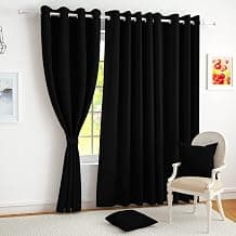 Story@Home 100% True Blackout Solid Door Curtains 7 Feet Long Set of 1 | Room Darkening | Thermal Insulated Curtains for Living Room | (116 x 215 cm, Black)