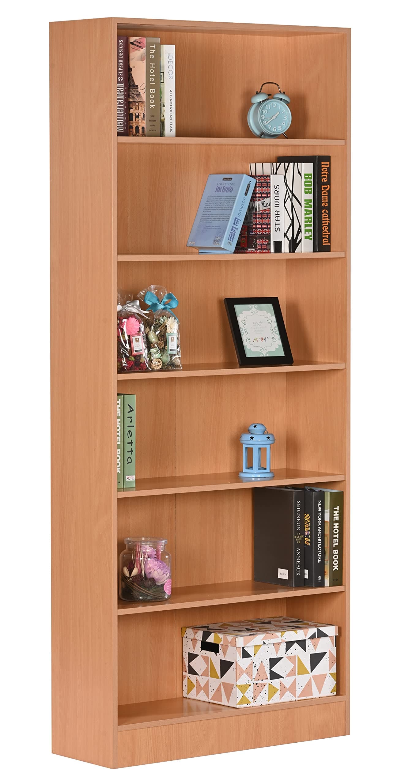 DeckUp Muvo 6-Shelf Engineered Wood Book Shelf and Display Unit (Bavarian Beech, Matte Finish)