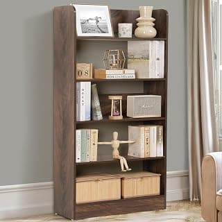 ABOUT SPACE Bookshelf for Home - 5 Tier Books Rack for Study Room Multipurpose Open Shelf for Home, Office, School Engineered Wood Book Organizer Shelf (Walnut - L 62.5 x B 23.5 x H 131 cm)