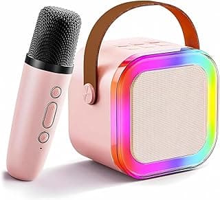 BolaButty Fun Flicks Karaoke Machine with Wireless Mics, Bluetooth Speaker, RGB Lights, 5 Voice Effects, Portable Sound System for Home, Party, Outdoor, for Kids & Adults (1 MIC with Speaker Set)