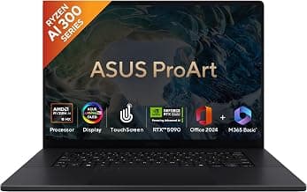 ASUS ProArt P16 OLED (2025), AMD Ryzen AI 9 HX 370, RTX 5090-24GB,64GB RAM, 2TB SSD, 16"/40.64cm Touchscreen, 4K, 120Hz,Windows 11,M365 Basic (1Year)*/Office 2024, Nano Black, 1.95Kg,H7606WX-SE028WS