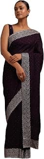 Soch Womens Fendy Chiffon Embellished Saree With Stone Work