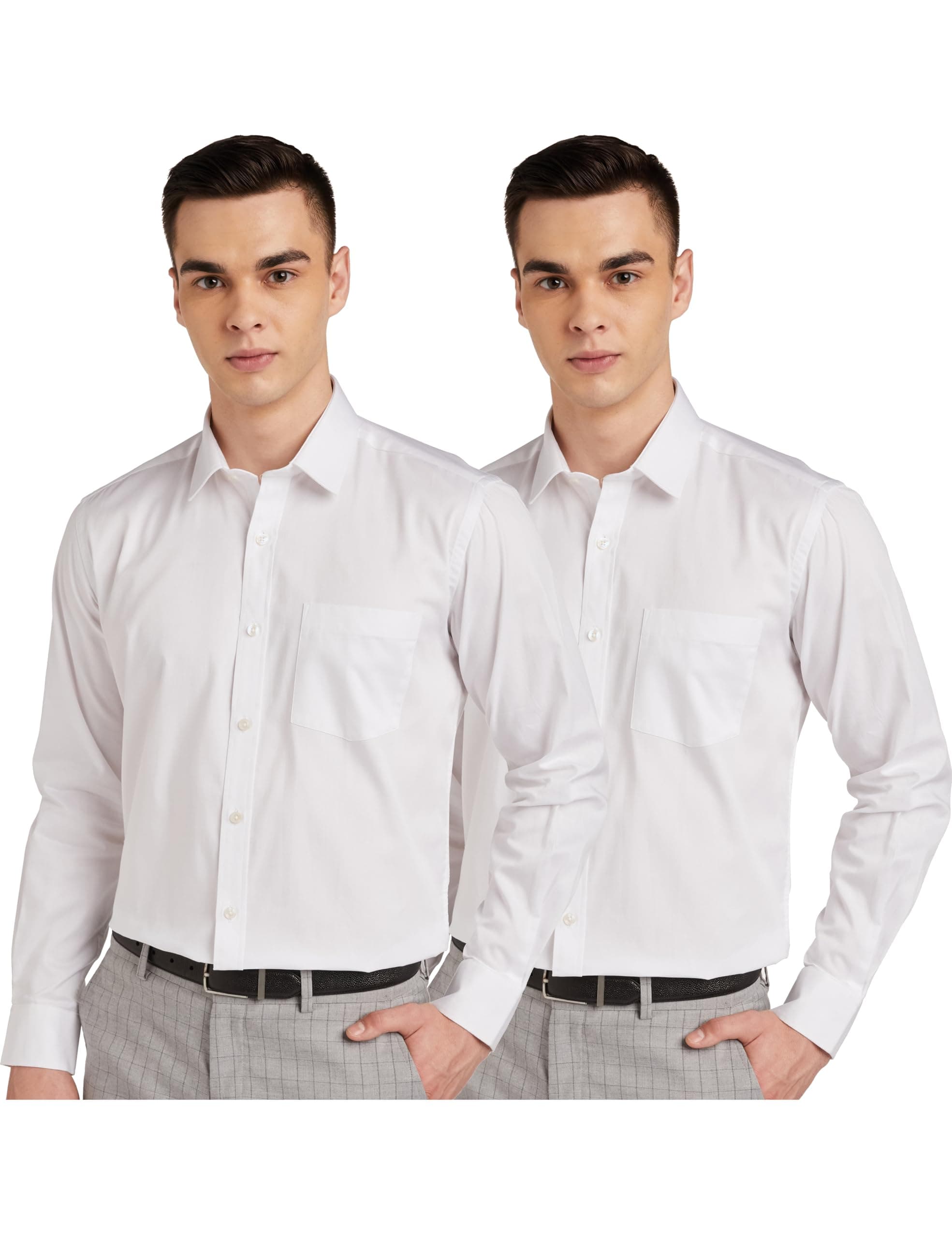 Amazon Brand - Symbol Men's Solid Cotton Formal Shirt | Plain | Full Sleeve-Regular Fit (Available in Plus Sizes)