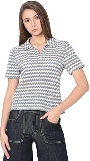VERO MODA Shirt Collar Geometric Printed Cotton Top