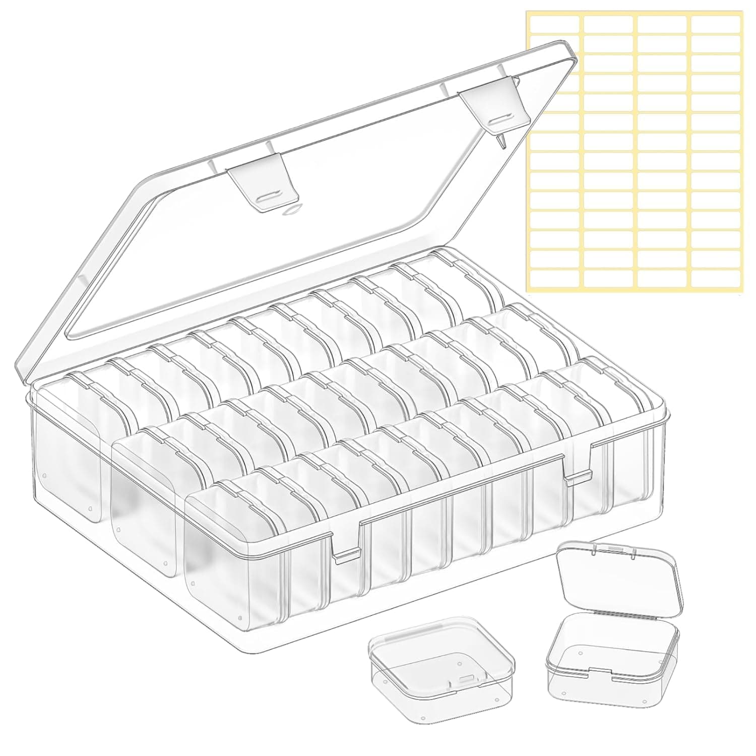 Zapsol Transparent Jewellery & Accessories Storage Box, (30-PCS (1)) | Multi-Compartment Organizer, Removable Grids, Plastic, For Earrings, Beads, Craft & Small Items