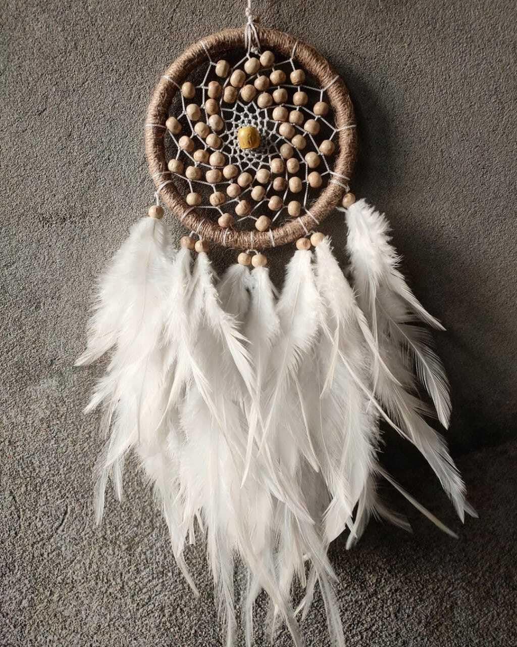 UVID Art and Craft Supplies Feather Dream Catcher (10 inch, White)
