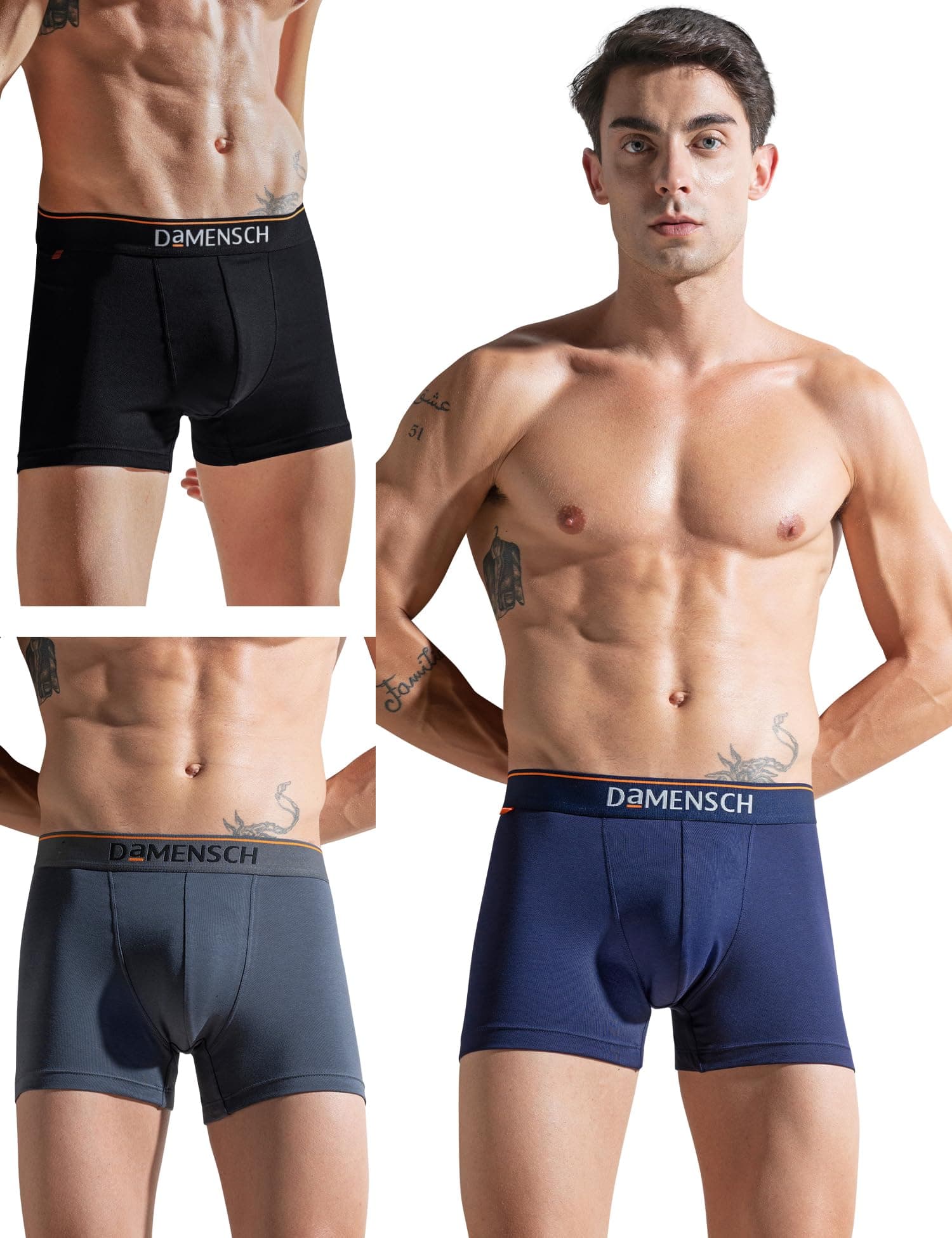 DAMENSCH Regular Fit Solid Trunks for Men Pack of 3| Combed Cotton, Stretchy Fabric, Anti-Bacterial and Microfibre Waistband