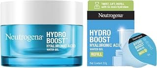 Neutrogena Hydro Boost Hyaluronic Acid Face Moisturizer with Refill Pack 100ml | 24 hours long lasting Hydration | Oil free non sticky light water gel fast absorbing| Daily use | All Skin Types