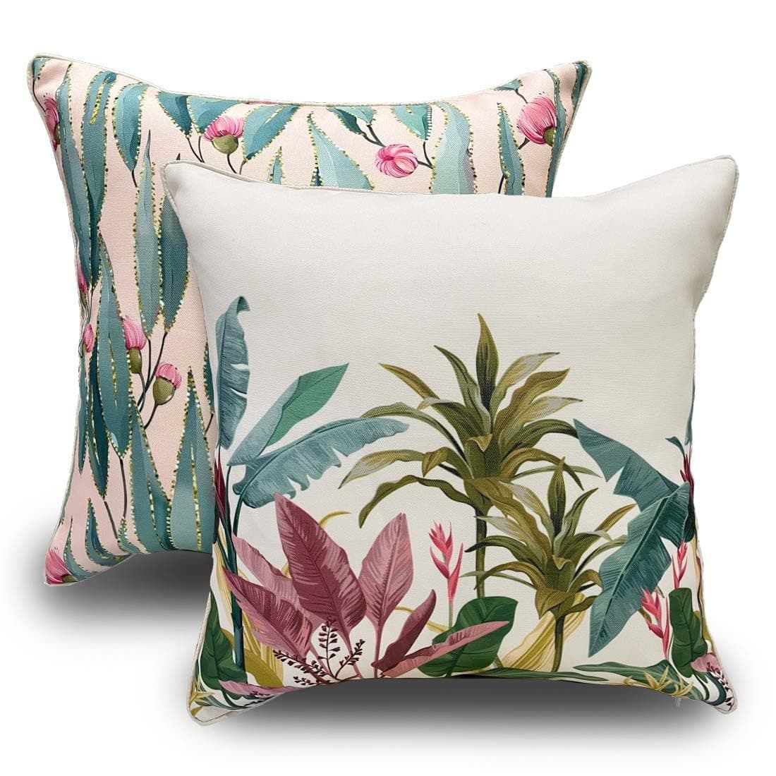 Furnishya Reversible Cushion Cover 24 inch x 24 inch with Invisible Zipper - Premium Stitched Sofa Pillow Cover Set of 2