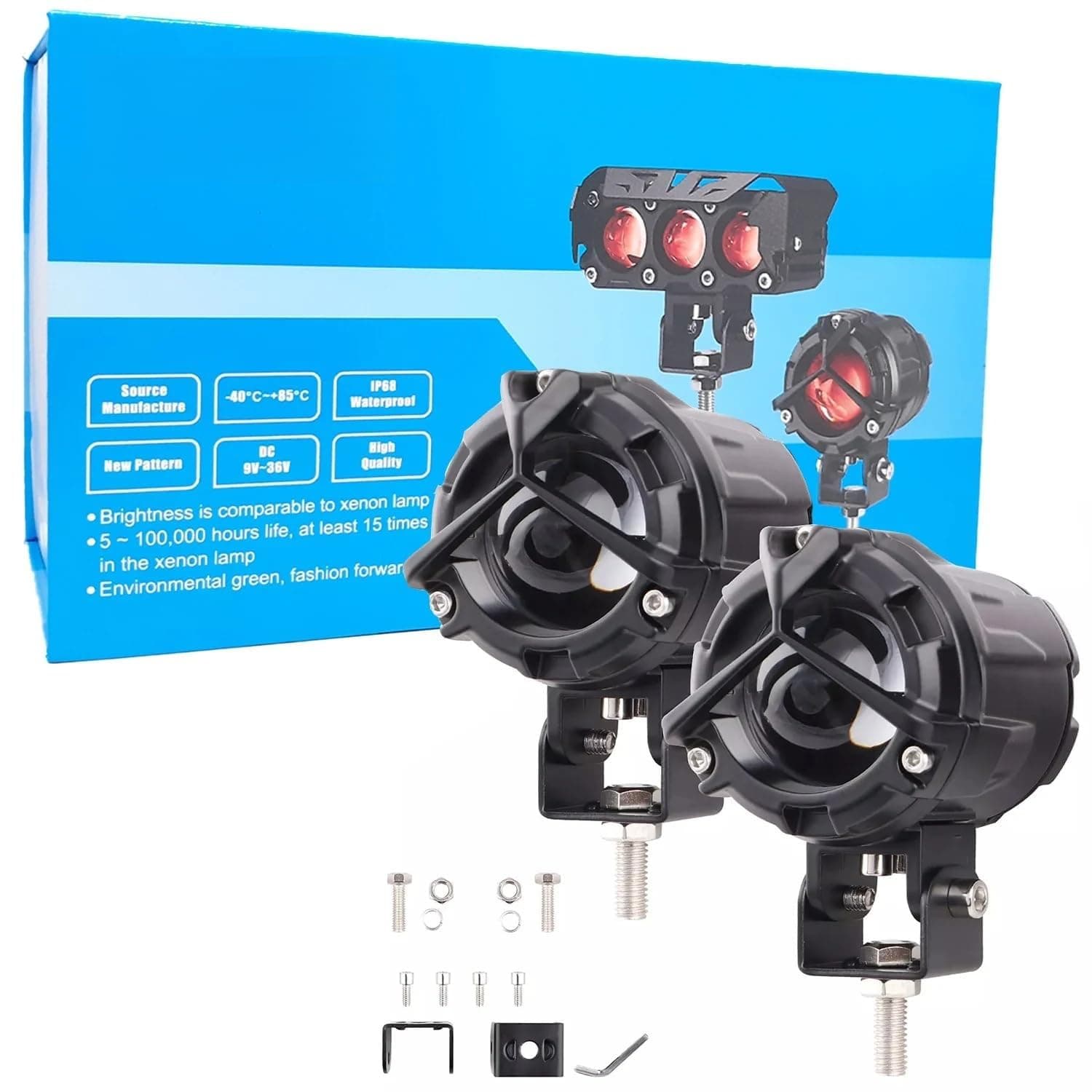 OHITO LIU-HJG Waterproof Y Shape Style Laser Beam Driving LED Fog Light Without Harness Universal For All, Bike, Cars Projector Light 2 Color White & Yellow Spot Beam (Pack Of 2, 12V Dc 56W)