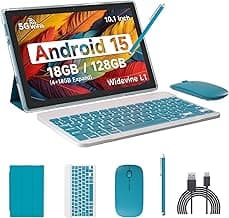 IWEGGO 15 Android Tablet, 10 18GB RAM + 128GB ROM/2TB Expandable Tablet, 2.0GHz Quad-Core Processor, 1280x800 HD Touchscreen, 5G WiFi6 BT5.0, 2-in-1 Tablets with (Navy Blue)