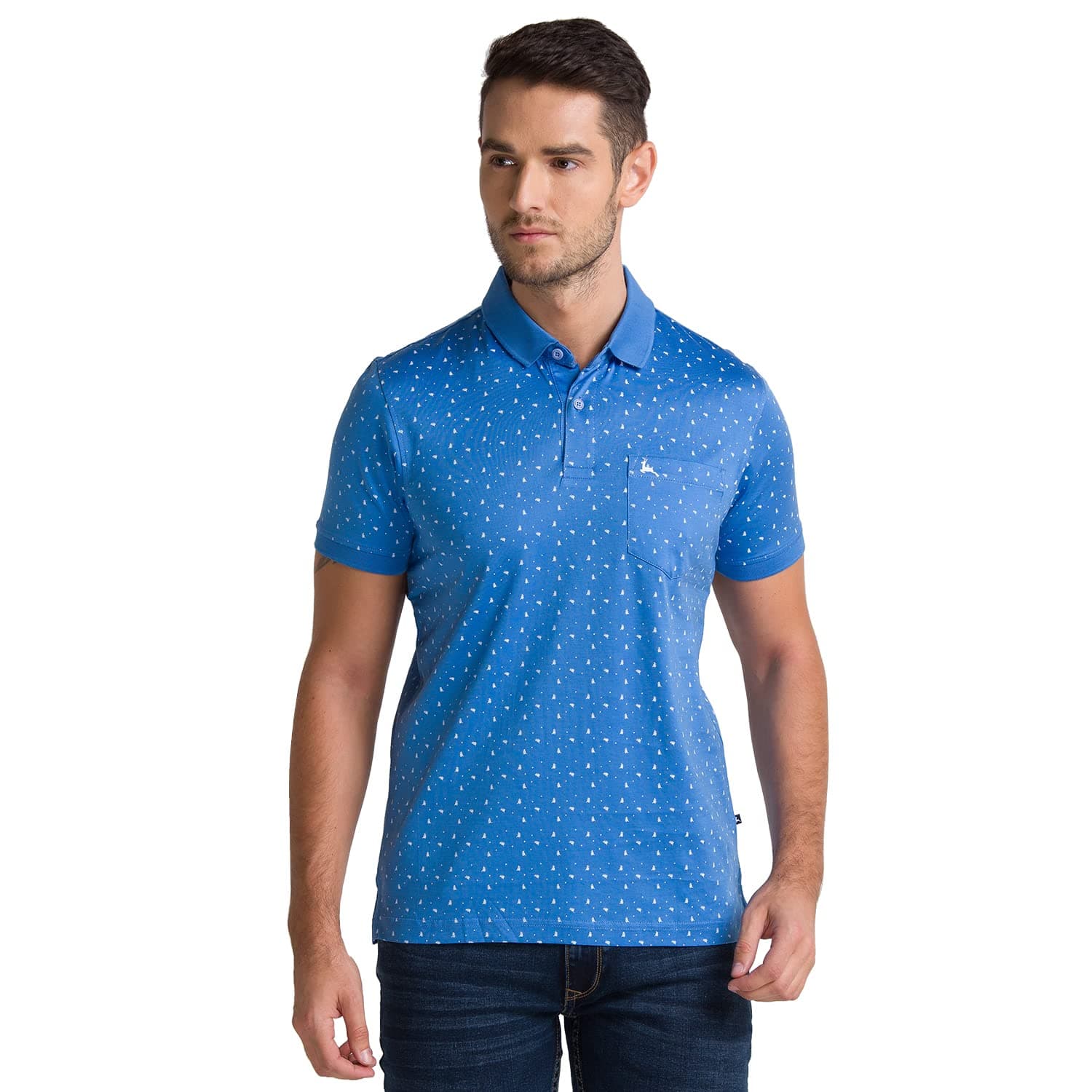 Parx Men's Pure Cotton Print Pattern Regular Fit Polo Collar Polo Neck Half Sleeve Casual T-Shirt