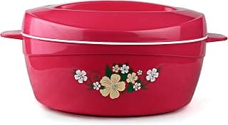 CELLO Roti Plus Insulated Casserole Hot Pot Box Case with Lid 2000 ml Pink | BPA Free, Double Wall PU Insulated, Inner Drip Tray Casserole For Hot Pot For Roti Chapathi | Hot Pot Roti Case For Kitchen