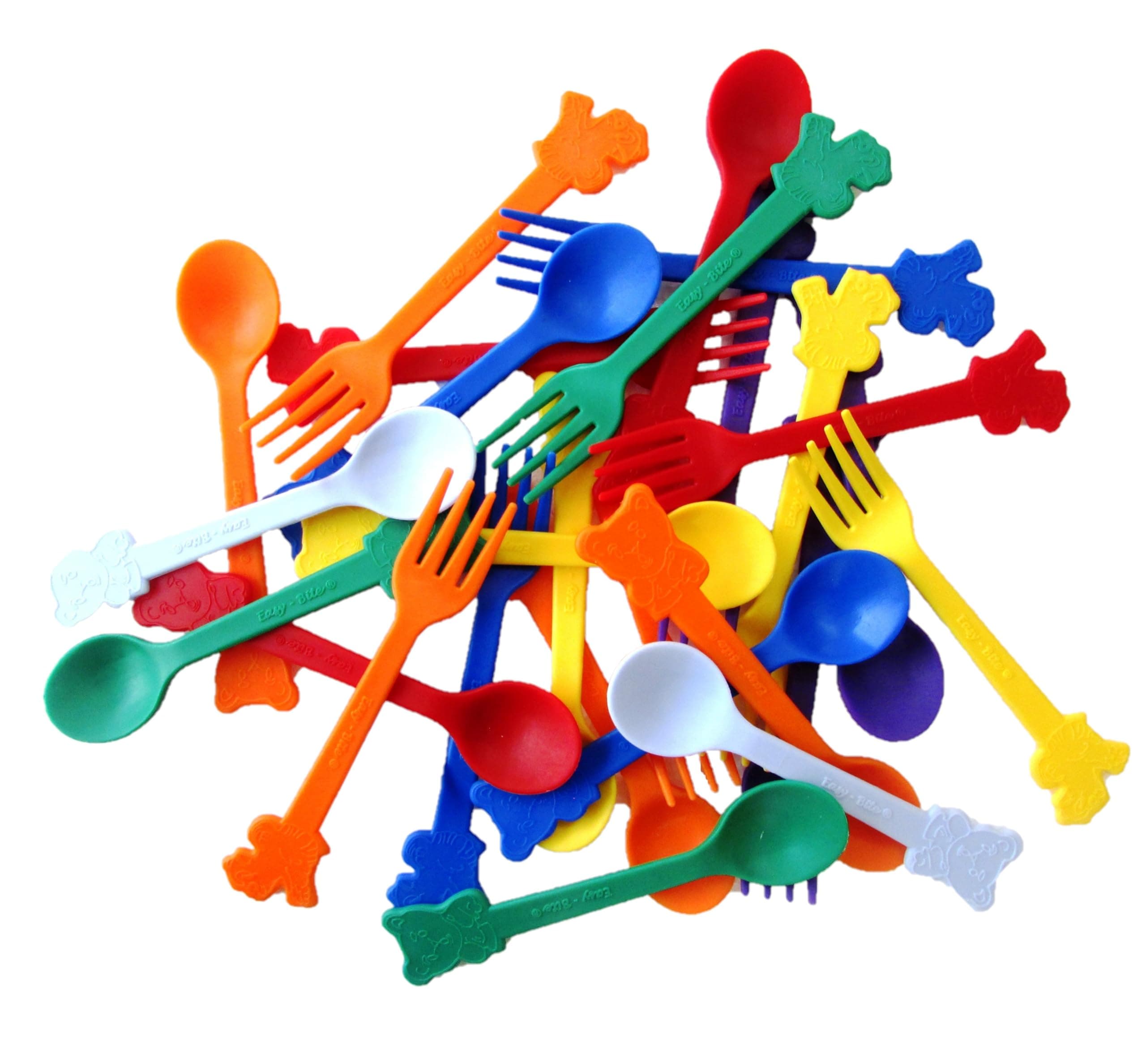 Kitsen Reusable Plastic Spoon And Fork Set. 12 Spoons&12 Forks. Kids Friendly And Ideal For Birthday Parties, Get Together, Picnic, Lunch Box And More.